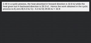 2.48 In a cyclic process, the heat absorbed in forward directio... | Filo