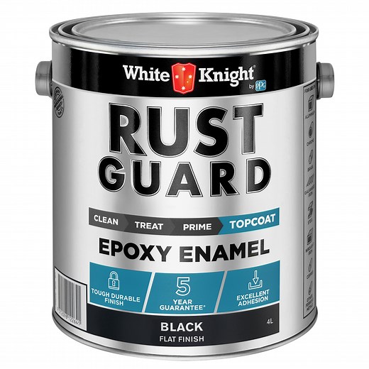 White Knight Rust Guard 4L Black Flat Epoxy Enamel Paint
