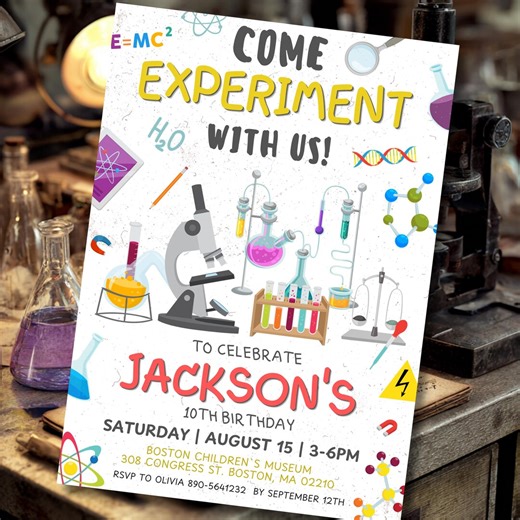 Editable Science Birthday Invitation, Mad Scientist Lab Experiment Party, Laboratory Digital Download - Etsy