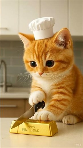 A Cat Cutting Gold… Perfectly 😼✨ Watch This Master at Work #CatSkills #GoldCraft #Artistry