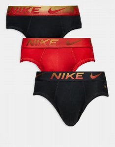 Nike Essential Microfiber 3 pack hip brief in multi with colored waistbands in black / red  | ASOS