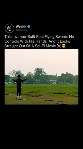 A.T.C on Instagram: "This inventor in China turned a legendary weapon into a fully controllable flying machine powered only by hand gestures. He engineered a custom drone core, built a lightweight sword frame around it, and programmed a motion-recognition system that tracks the movement of his hands in real time. The drone translates each gesture into precise directional commands, letting the sword hover, glide, pivot, and climb with smooth aerial control. The design blends aerodynamics, embedde