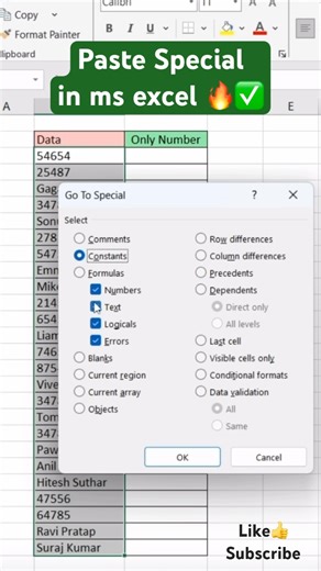 Paste special in ms excel #excel #exceltips #tricks #microsoftexcel #youtube #algorithm #newexcel