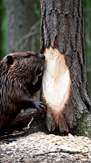 “Beaver Cutting a Tree With Its Teeth | Rare Wildlife Behavior Caught on Camera” #documentary