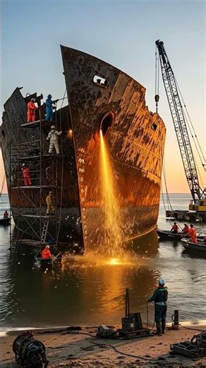 This is what the end of a ship's life looks like. #shipbreaking