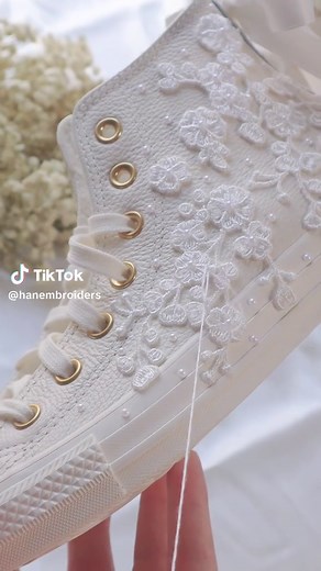 Stylish Custom Bridal Lace Converse Shoes for Weddings