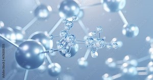 Limonene, rotating 3D model of aliphatic hydrocarbon, seamless looped video, molecular structure with selective focus