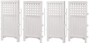 Suncast 4-Panel Outdoor Screen Enclosure - Freestanding Wicker Resin Reversible Panel Outdoor Screen - Perfect for Concealing Garbage Cans, Air Conditioners - White (4-Panels)