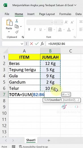 Cara Praktis Menjumlahkan Angka Dengan Satuan di Excel