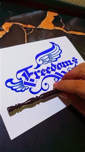 freedom calligraphy hand writting