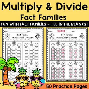 Multiplication & Division Fact Families Worksheets | No Prep Times Tables 1–12