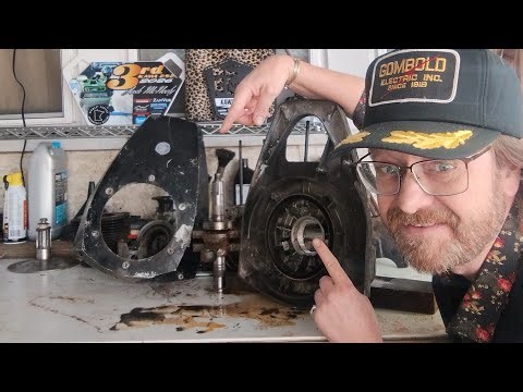Pulling a Crack out of the Magneto side of a Hirth 193R two-stroke 292cc Vintage Snowmobile engine