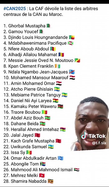 LES ARBITRES SÉLECTIONNER POUR LA CAN AU MAROC, UN SEUL IVOIRIEN SÉLECTION. #arbitre #caf #can #afrique #cotedivoire🇨🇮