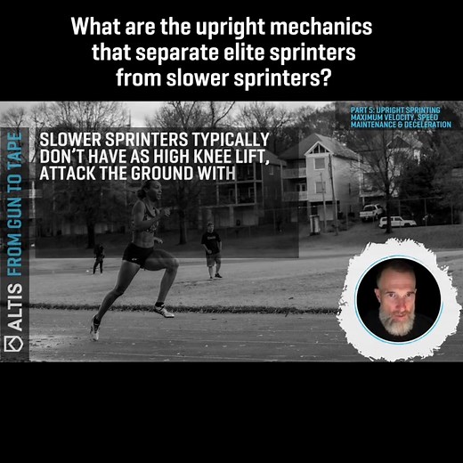 What are the upright mechanics that separate elite sprinters from slower sprinters? 👉 High knee lift — powerful leg drive — and stiff ground contact. Easy right? 👨‍🏫 But there’s some nuance here … we already know that a powerful leg drive is generated through the musculature surrounding the hip — that’s why it’s called ‘whip from the hip’ in the first place. But what about the stiff ground contact? 🏃 One way we like to look at this is by understanding the relationship between proximal and di