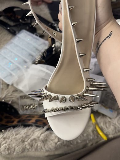 Custom White Heels DIY: Stylish Block and Stud Designs