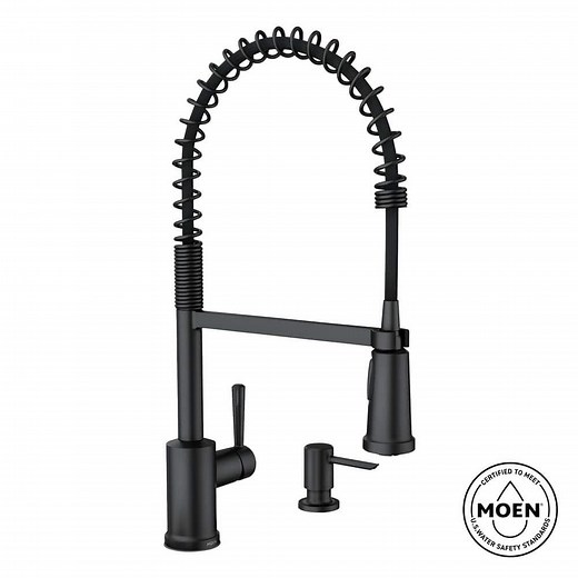 Reviews for MOEN Indi Single-Handle Pre-Rinse Spring Pulldown Sprayer Kitchen Faucet with Power Clean in Matte Black | Pg 1 - The Home Depot