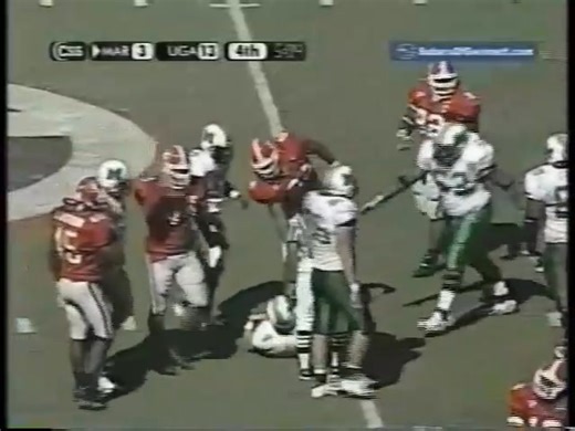 On September 18, 2004, third-ranked Georgia’s hard-hitting, unyielding defense comes to the rescue of the Bulldogs’ sluggish offense in the only previous UGA-Marshall meeting. In the 13-3 win over the Thundering Herd, the Bulldogs allow just 7 first downs and 160 total yards. | UGA Football by Patrick Garbin