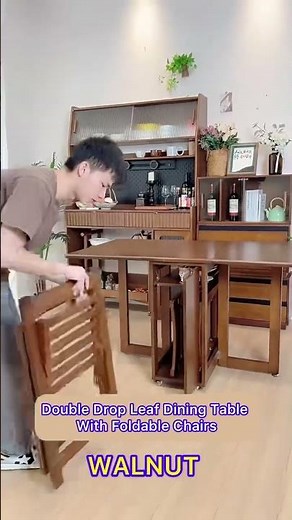 Double Drop Leaf Dining Table With Foldable Chairs