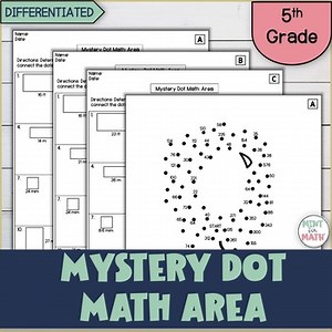 Mystery Dot Math Area of Squares and Rectangles Differentiated Levels 5th Grade