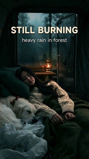 Hours of Rain, One Lantern Still Burning 🌲 Heavy Rain on a Tent in the Forest, No Thunder