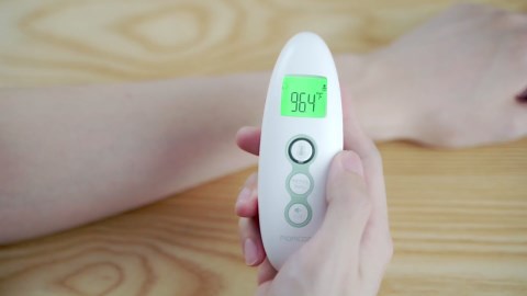 Momcozy Non-Contact Forehead and Ear Thermometer, Digital Infrared Thermometer for Adults and Children, with Child Mode, Fever Alarm Function, Mute and Memory Functions, Fast and Accurate Measurement