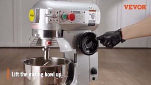 VEVOR Commercial Mixer, Commercial Food Mixer 10Qt Stainless Steel Bowl, 450W Commercial Stand Mixer with 3 Speeds Adjustable, Dough Hook Whisk Beater Included, Perfect for Bakery Pizzeria, Silver