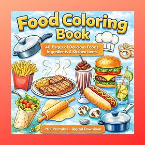 Food Coloring Pages Bundle, 40 Tasty Meal & Drink Designs (PDF Download A4 Size) - Etsy