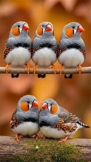 Adorable Zebra Finch Group Perched and Cuddling in Warm Autumn Setting #birdwatcher #wildlife #birdwatching #nature #birdslover | Saving Birds