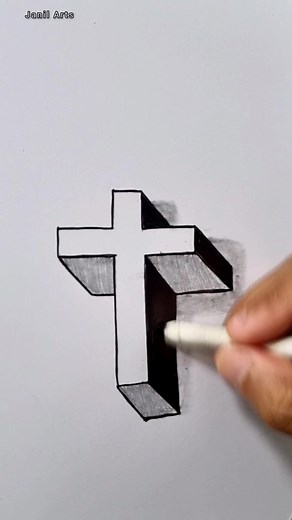 3D Cross Drawing Tutorial - How to Draw a Cross Design