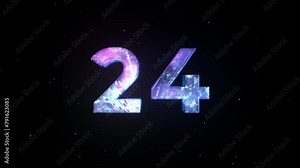 Frozen Number 24. Ice Number. Cold Frosty Number. Winter Snowy Number with Ice Texture