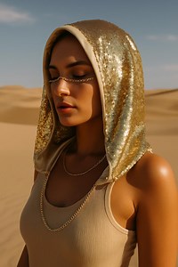 Gold Sequin Festival Hood – Chain Detail Desert Cloak for Burning Man, Rave, and Goddess Wear - Etsy