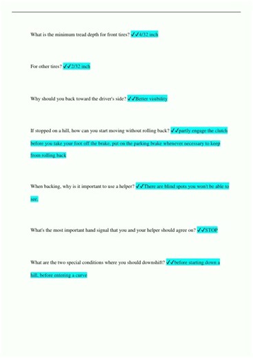 CDL Class B Quiz Questions and Answers Already Passed740