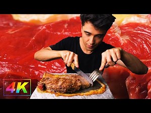Cooking a Steak on a Stone, Beef Eating Medium Rare Steak, Hot Stone Beef Eat | McBang ASMR