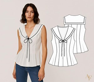 Sailor Collar Blouse Sewing Pattern | PDF Sewing Pattern – A4 - Etsy