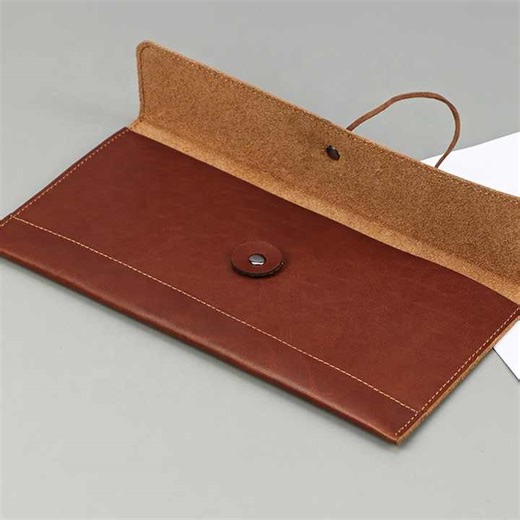 Custom Logo Fashion Leather Mens Checkbook Wallet Business Checkbook Cover