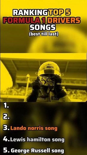 Top 5 Formula 1 Drivers Songs 🔥 | Ranking the Best F1 Anthem Moments & Vibes#f1