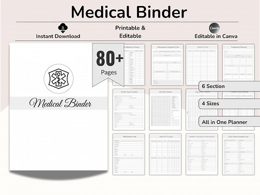 Medical Binder Canva Template, Medical Log, Chronic Illness Medical Planner, Medical History Record, Medical Health Tracker, Medical Journal - Etsy