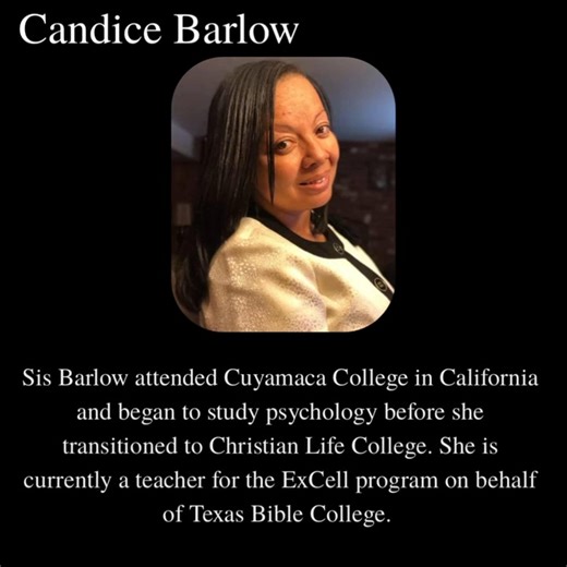 Women Ministering to Women International Speaker Focus Sista Barlow Rev. Candice Barlow is Licensed Minister with the UPCI and has been married to Pastor Rodney Barlow for 24 years. They have been actively serving in the ministry for over 24 years and are currently serving as the Senior Pastors at The Lighthouse Church with their 3 beautiful children who have a love for the Lord! Sis Barlow attended Cuyamaca College in California and began to study psychology before she transitioned to Christian