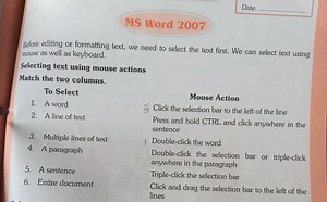 Date: ... MS Word 2007 Before editing or formatting text, we ne... | Filo