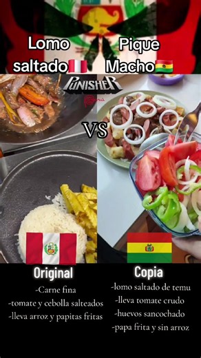 lomo saltado🇵🇪 pique macho🇧🇴 has provado alguno de estos ricos platillos? #lomosaltado #piquemacho #comidaboliviana #gastronomiaperuana #fypシ
