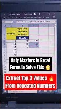 🤔 Extract Top 3 Values From Repeated Numbers | Only Masters in Excel Formula Solve This #ytshorts
