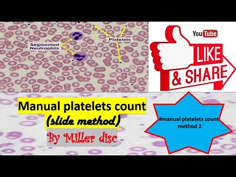 Manual platelets count(Slide method by Miller disc)