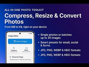 Photo Resizer & Compressor | Reduce Image Size MB to KB, Resize Photos & Convert JPG PNG WEBP HEIC