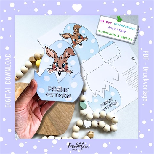 Easter Printable Template, Easter Bunny, Easter Basket, Easter Decoration, Printable Template, Easter Packaging, Easter Egg Printable Template, Easter Gift Idea - Etsy