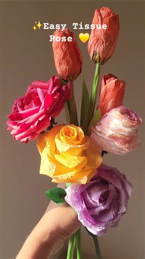 DIY simple rose | how to make rose from paper | tissue paper flower making | #shorts #craft