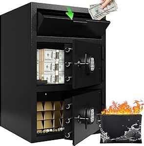 Drop Safe for Business - Heavy Duty 6.95 Cu Ft Depository Safe Box with Drop Slot Money Safes Digital Combination Anti-Fishing Deposit Safes for Home Office Hotel Cash Slips Expense