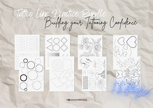 Tattoo Practice Sheets | Set of 10 Printable Stencils | Instant Download for Aspiring Tattoo Artists - Etsy