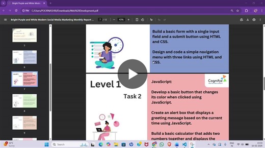 #webdevelopment #internship #html #css #javascript #cognifyztechnologies | POORNASHRI K S
