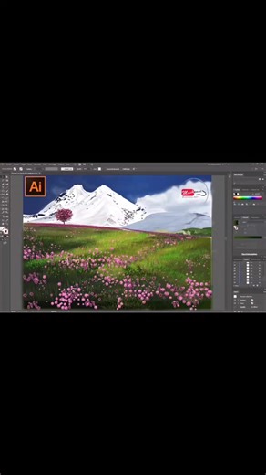 NEVER SEEN ON ILLUSTRATOR!!! Realistic landscape with snowy mountain Drawn on ADOBE ILLUSTRATOR. Watch full video on https://youtu.be/kNkWH8zaCMQ #realisticart #adobeillustrator #landscaping