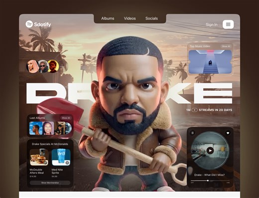 Music App UI Concept — Rapper-Inspired Promo UI & AI Character